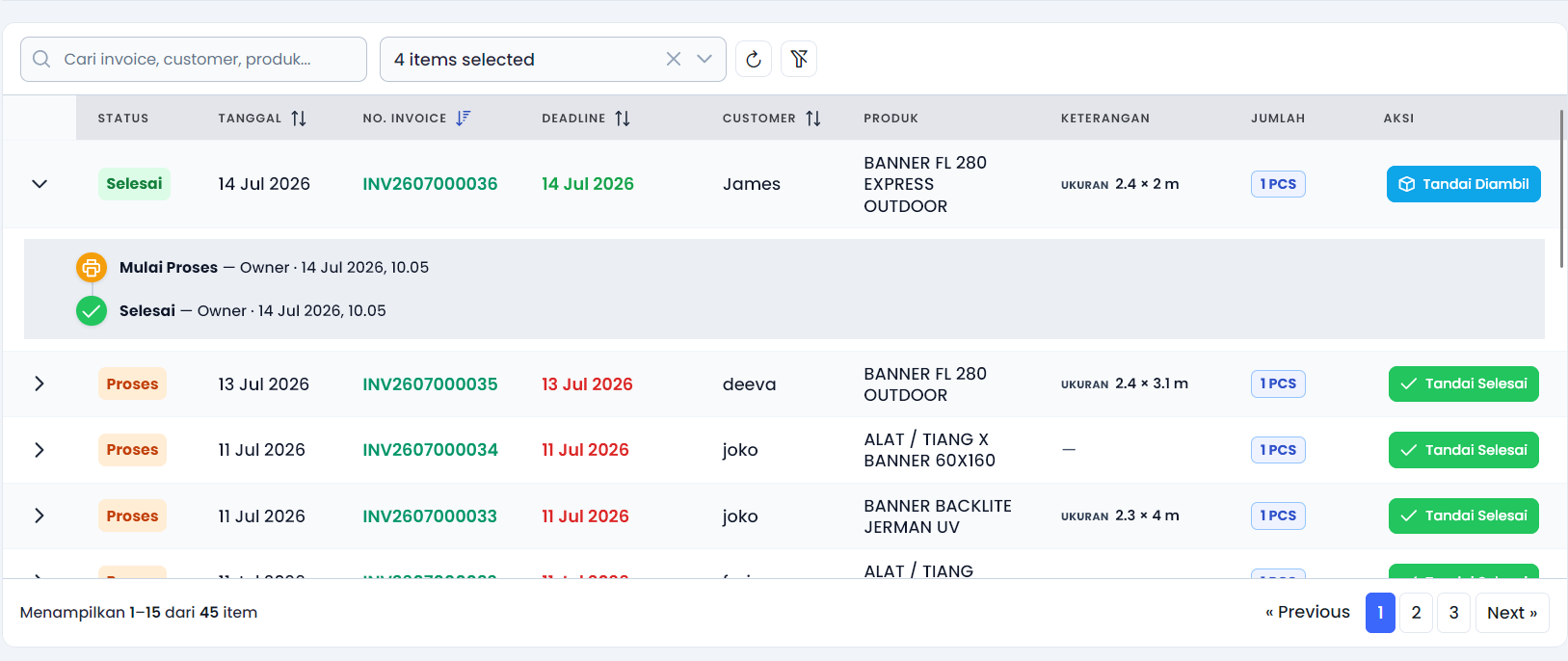 Tracking Proses Produksi di Inkoria